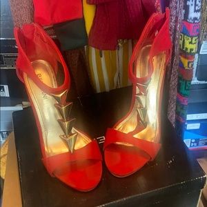 Red open toe heel